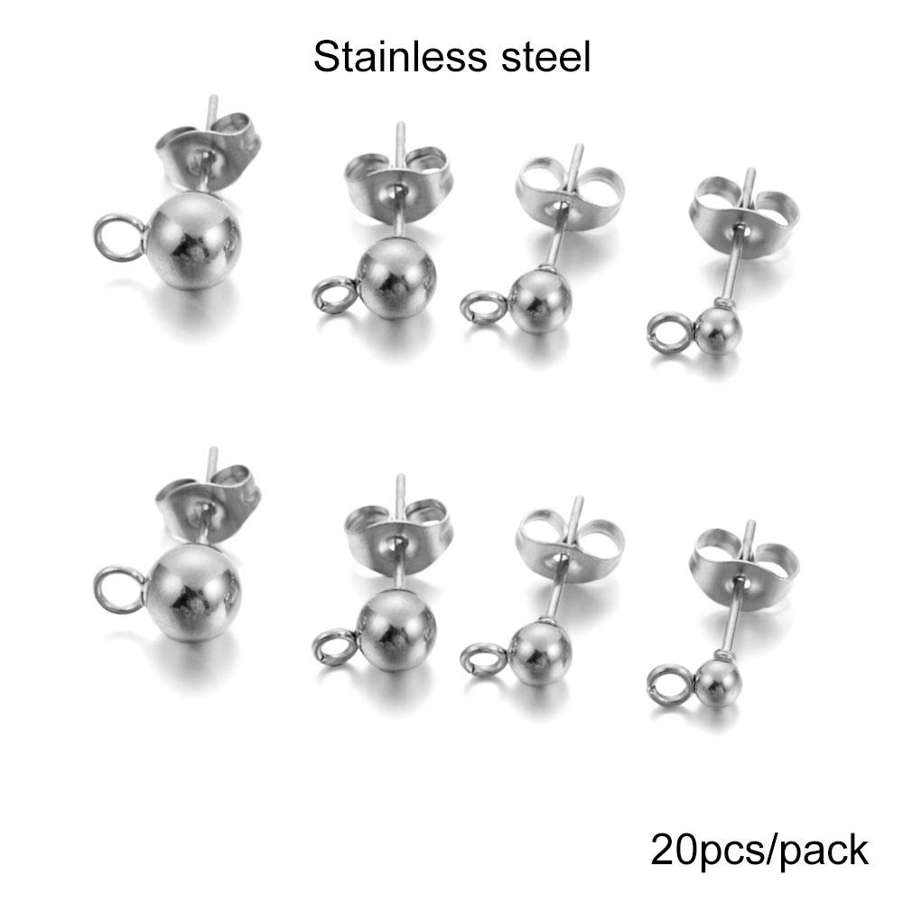20-50pcs/lot 3/4/5/6mm Pin Findings Stud Earring Basic Pins Stoppers Connector For DIY Jewelry Making Accessories Supplies