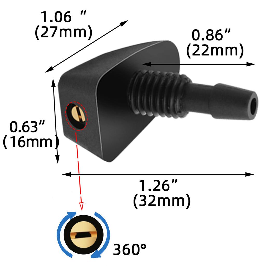2PCS Universal Front Windshield Washer Wiper Nozzle Jet Sprayer Water Spout Outlet Adjustment