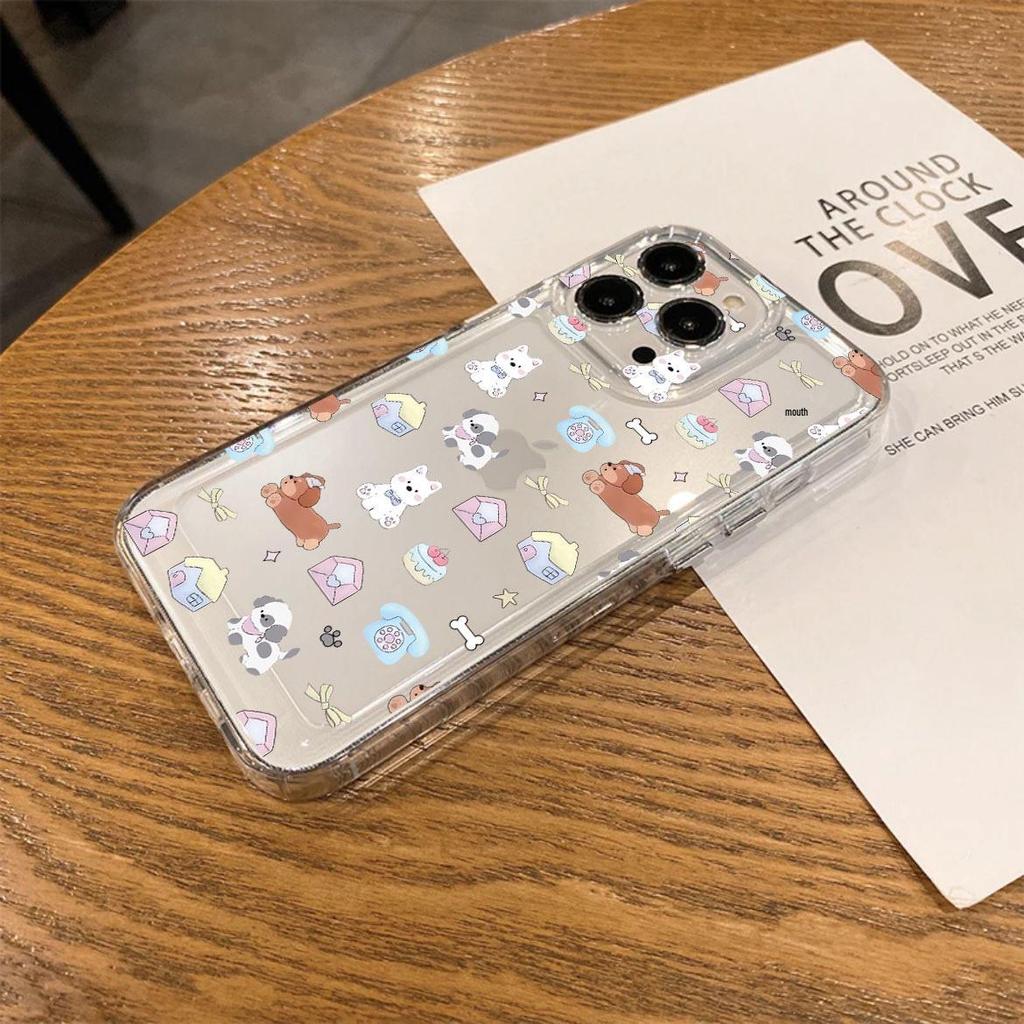 Full Screen Apple 16 Pro Max Puppy Cartoon Phone Case for Models 13-16, Soft Compatible, 11-15 Pro