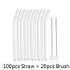 100Pcs Reusable Drinking Glass Straws 20cmx8 mm For Smoothies, Tea, Juice --10Pack With 20Pcs Cleaning Brush Barware
