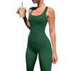 Ribbed Square Neck Sleeveless Bodysuit - Women's Solid Color Backless Slimming Sport Jumpsuit In Stock