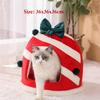 NEW Pet Bed House Winter New Arrival Thickened Fleece Warm Semi-Enclosed Christmas Cat Cage for Cats Dogs