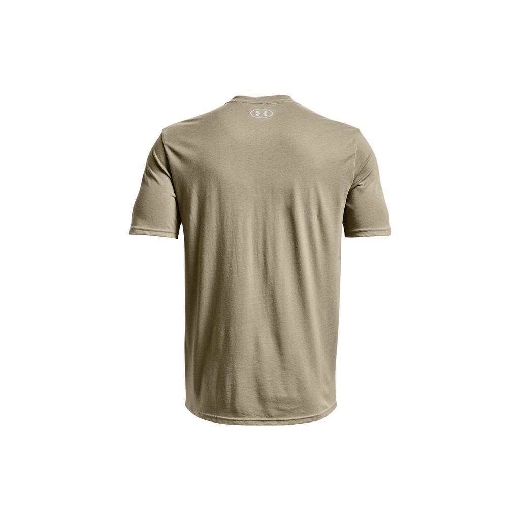 Under Armour Letter Print Crew Neck Short Sleeve T-Shirt Men Tops Khaki Gray 1329582-037
