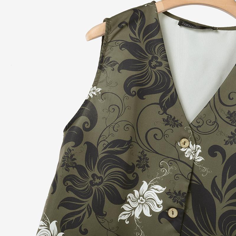 ZANZEA Women Floral Print Sleeveless Vest and Pants Summer Two Piece Suit Sets