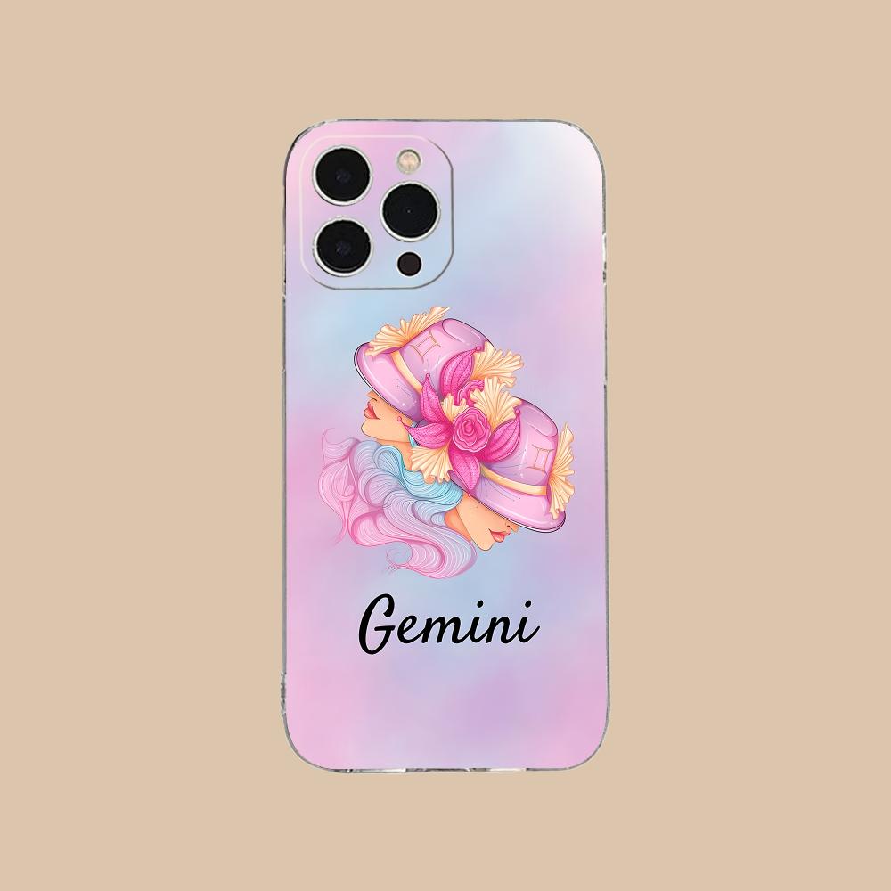 Zodiac Sign Gemini Mobile Phone Case for iPhone 17 16 15 14 13 12 11 X XR XS Air Pro Max Plus Mini Clear Colorful Cover Luxury