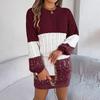 Loose Knit Dress Women's Straight Fall Winter Wide Dresses Wind Pit Strip Lazy Style Long Sleeve O Neck