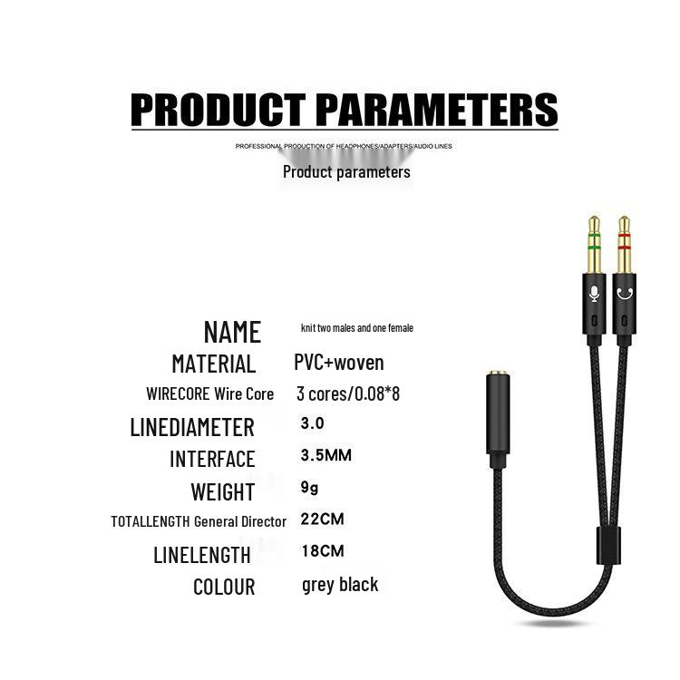 3.5mm Two-in-One Audio Adapter for Laptop & Mobile Headsets
