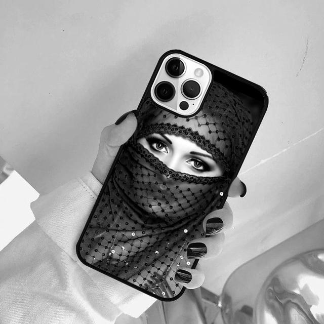 Muslim Islamic Arabic Hijab Face Gril Eyes Koran Phone Case For iPhone 17 Air 15 Pro MAX 16 Plus 14 12 11 13 coque