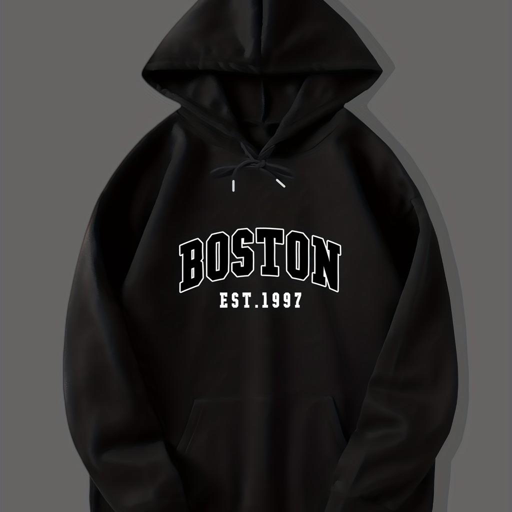 Mens American City Print Hoodie Graphic Design Cozy Streetwear Sweatshirt with Pocket - Perfect for  Gift Choice