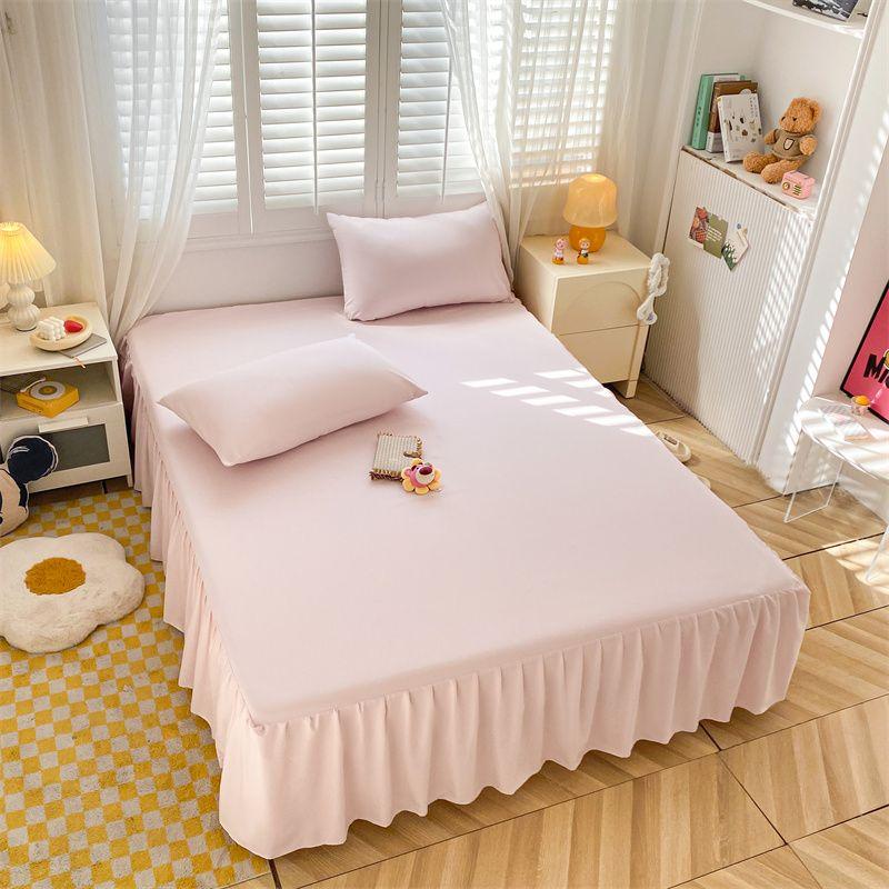 Bed Skirt Simple Fashion Modern Skin-friendly Dust-proof Bedspread Comfortable Bedroom Ruffles Protector Bedcover Korean Sheets
