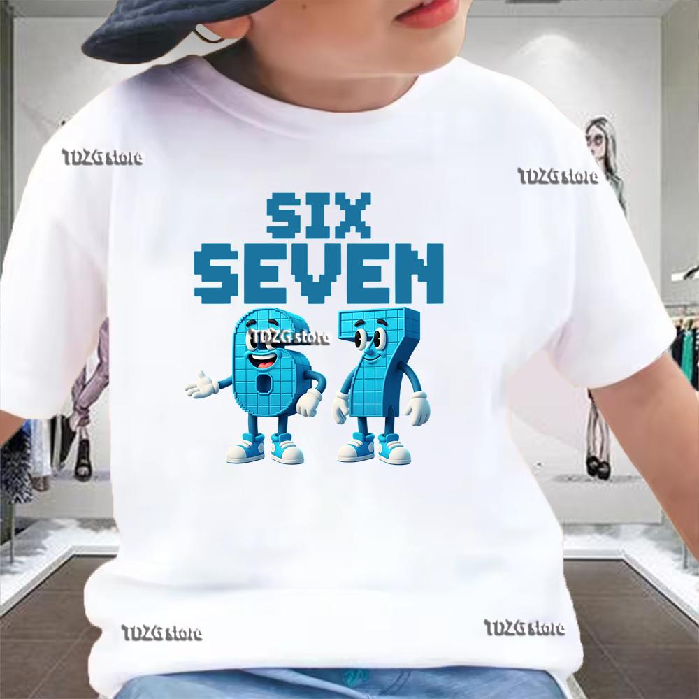 Summer Funny Six Seven 67 Digit Print Children's T-Shirt Casual Cotton Boys Short Sleeve Fashion Comfortable Kids Sport Clothes