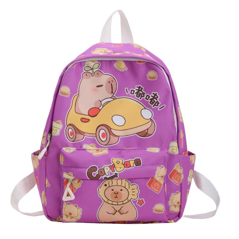Cute School Childrens Bag With Cartoon Capybara Print For School Use Daily