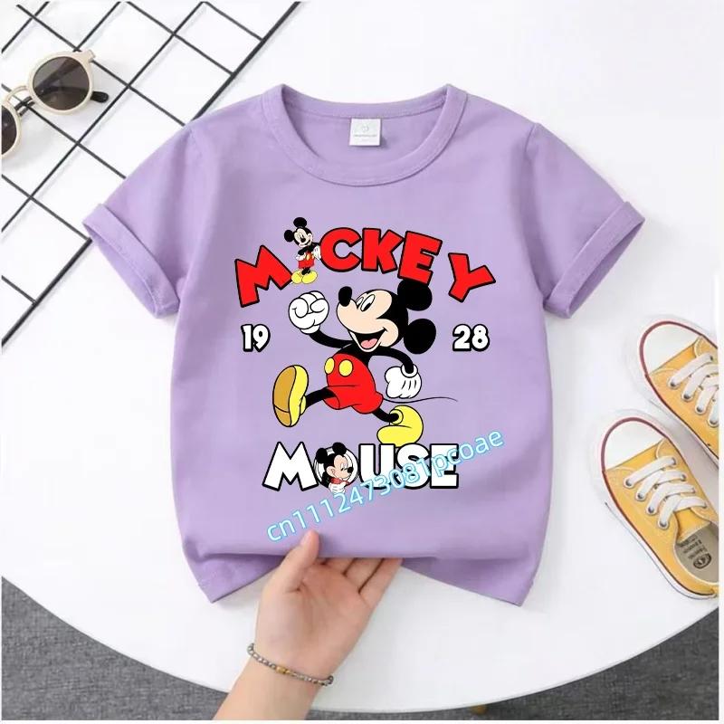 2026 Boys Girls Shortsleeved Printed Tshirt Mouse Cartoon Children 100 Cotton Soft Breathable Loose Sports Comfortable