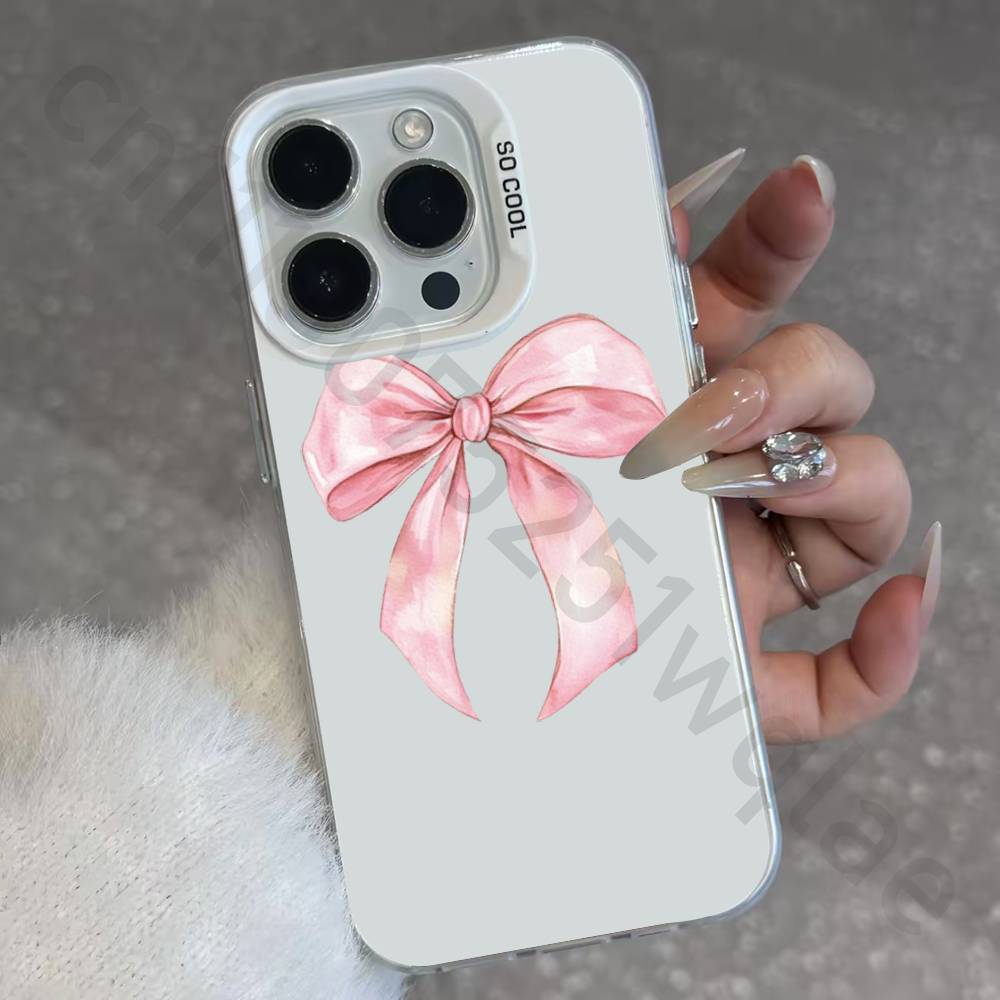 Bunter Schleifen-Aufdruck IMD Hülle für iPhone 17 16 15 14 13 12 11 Pro Max air plus Stoßfest Beschichtet Mattes TPU Funda