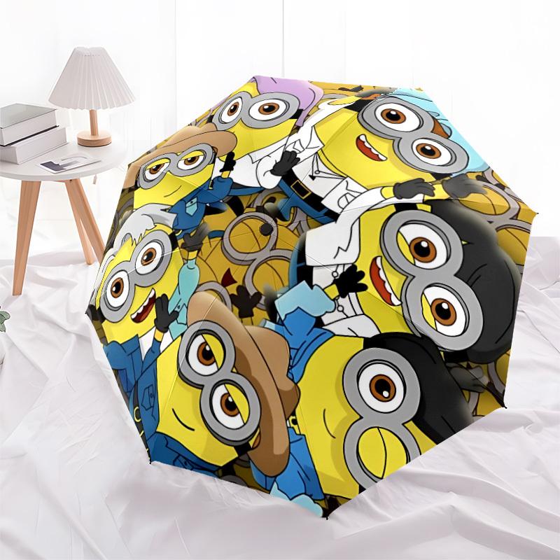 1pc Minions Automatic Folding Umbrella - Compact 8-Rib Design, Durable Plastic & Iron, Perfect Gift for Friends & Family, Outdoor Umbrella, Fashionabl