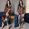 Yao Ting Women's Plus Size Satin Chiffon Pajamas - Summer Ice Silk Luxury Sleepwear & Bathrobe Set