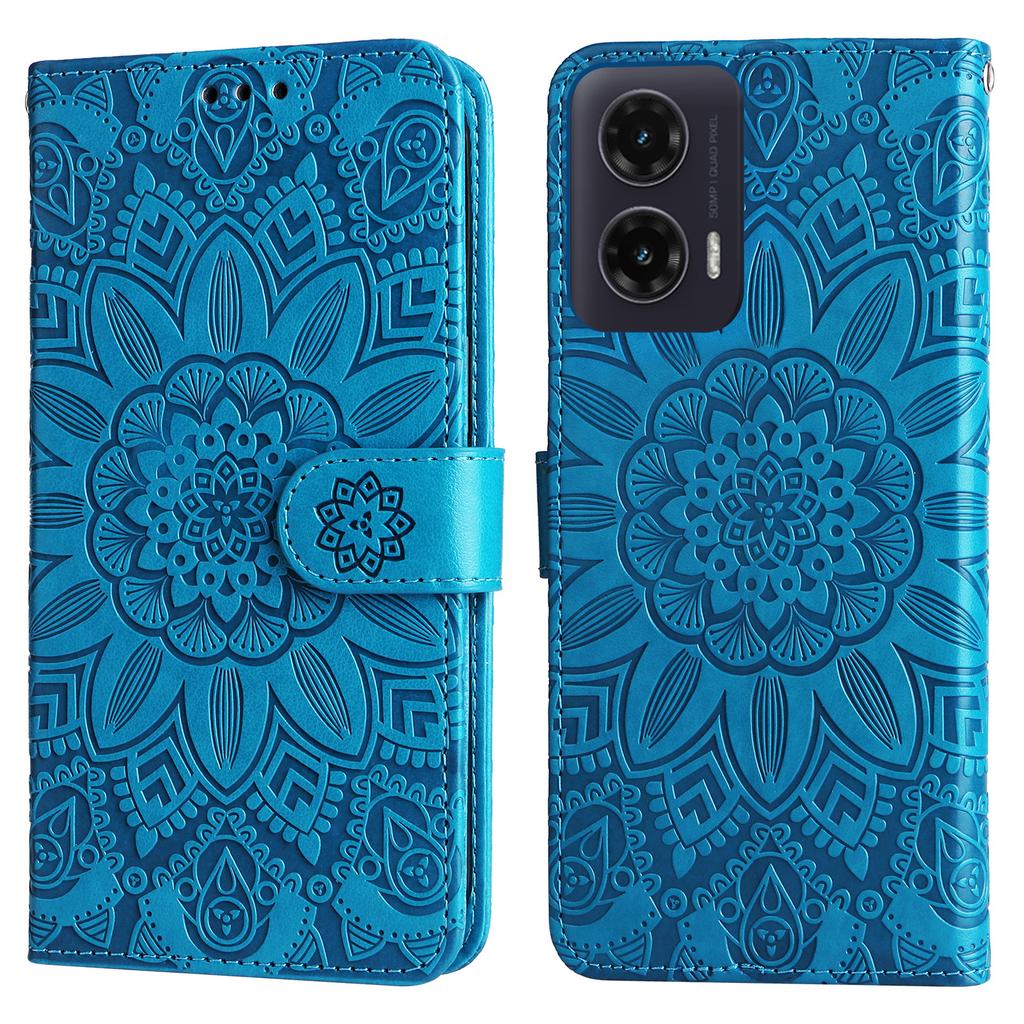 For Motorola Moto G35 5G Case Sunflower Imprint Leather Wallet Phone Cover