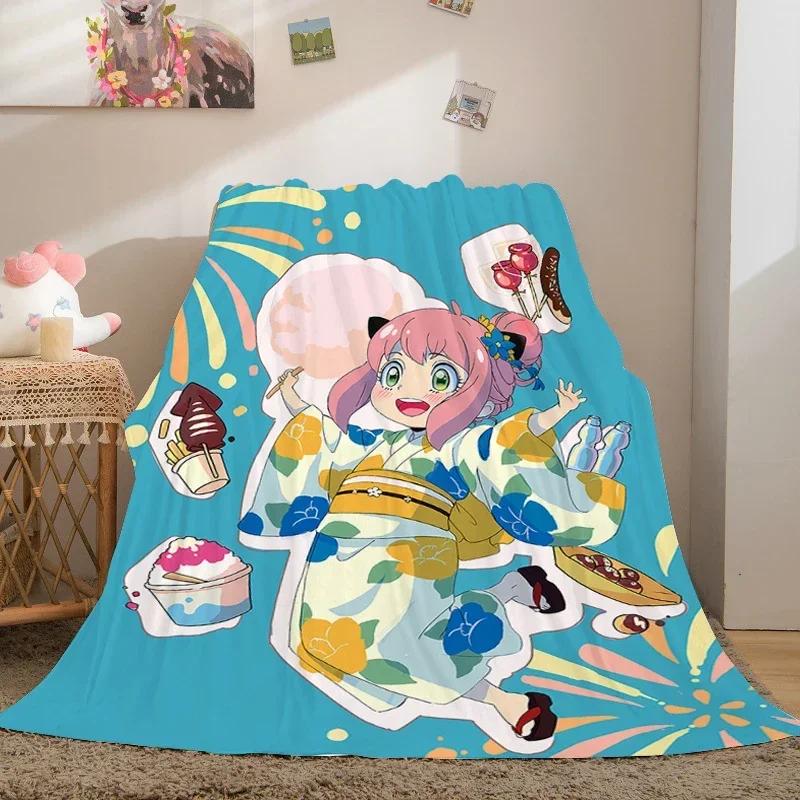 Anime Sofa Blankets for Winter A-Spy×Family Warm Knee Bed Fleece Camping Fluffy Soft Blankets King Size Microfiber Bedding