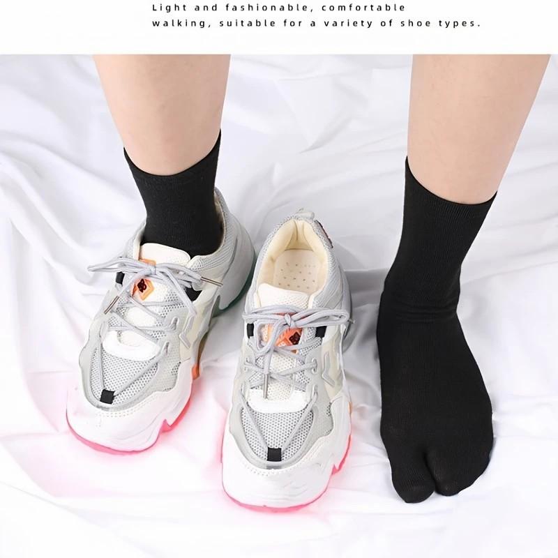 1/3 Pairs Neutral Split Toe Mid Tube Socks Stylish Design Sweat Wicking Breathable Soft Comfortable Couple Casual Socks