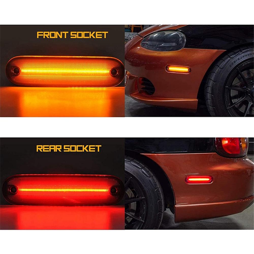 For 1990-1997 Mazda Miata 1999-05 Mazda MX-5 LED Side Marker Lights Smoked Lens
