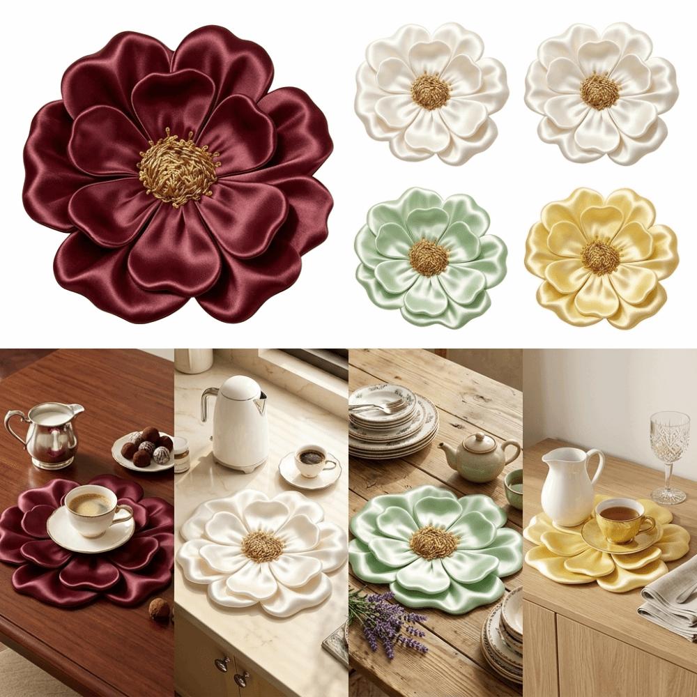 3D Flower Design Dish Draining Mat Water Absorbent Flower Countertop Mat  Bathroom