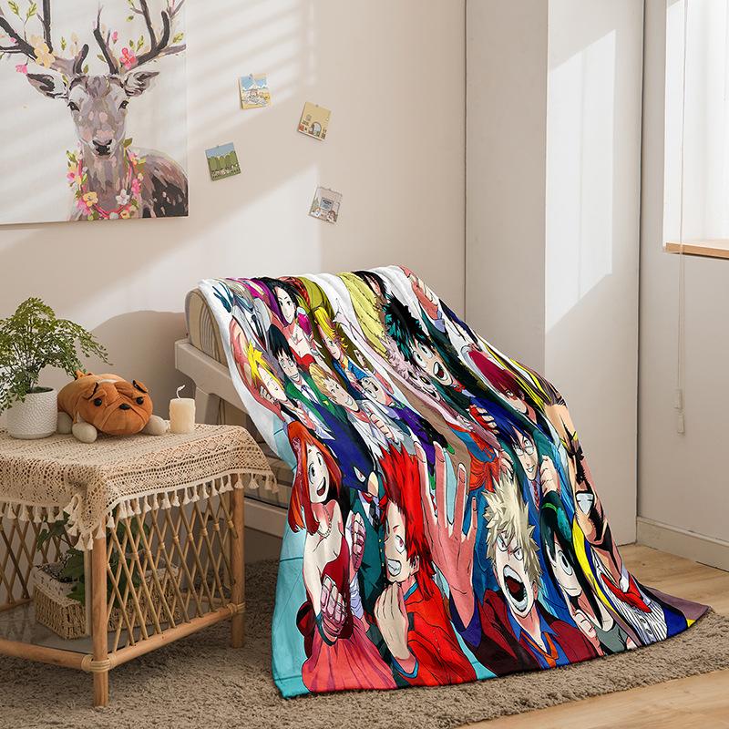 Kreskówkowa Seria Bohaterów Akademia Dwustronny Flanelowy Koc z Cyfrowym Drukiem 3D Koc