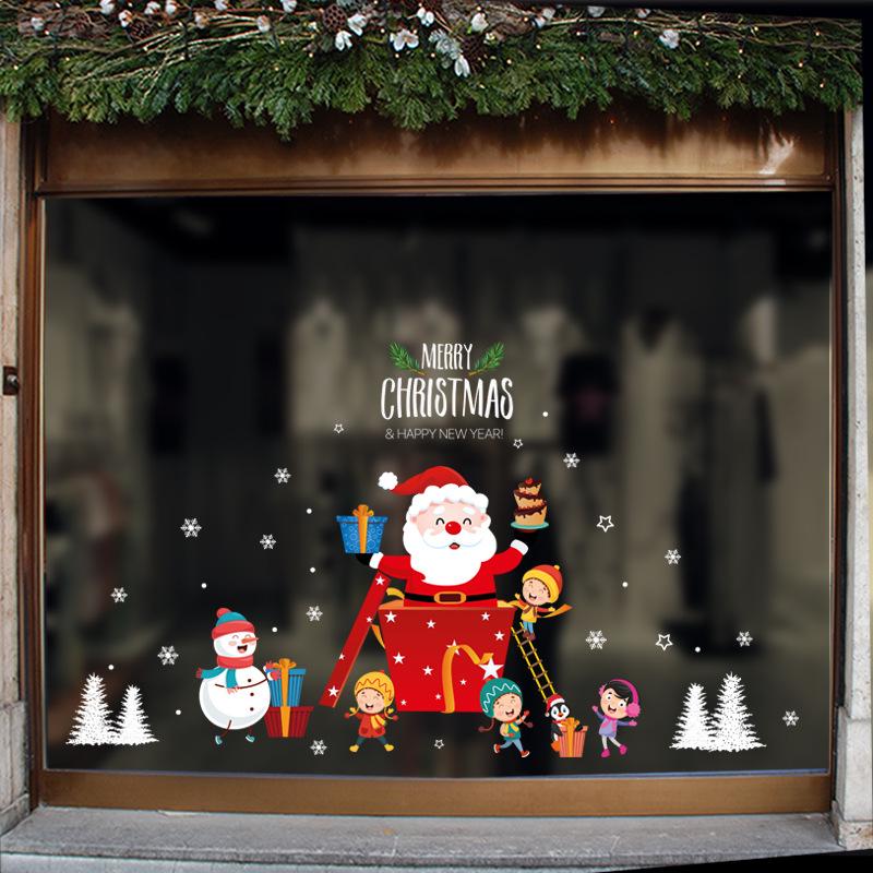 2025 Weihnachten Weihnachtsmann & Schneemann Glastür Wandaufkleber