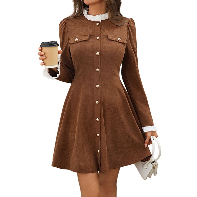 Fashion Autumn Women Dress Ladies Skirt Autumn and Winter Corduroy Dress Women