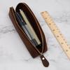 Collasaro Handmade Leather Pencil Case, Large Capacity, Stylish, Slim, and Simple (Brown)