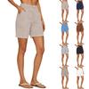 Dámské měkké bavlněné plátěné šortky Kapsy Zapínání na měkký knoflík Bez zipu Slim Fit šortky