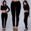Explosion Models Europe and America Hot Women's Fashion Multi-bag Drawstring Tie Casual Pants