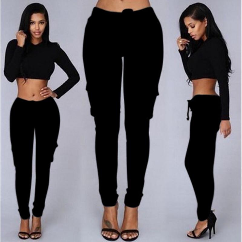 Explosion Models Europe and America Hot Women's Fashion Multi-bag Drawstring Tie Casual Pants