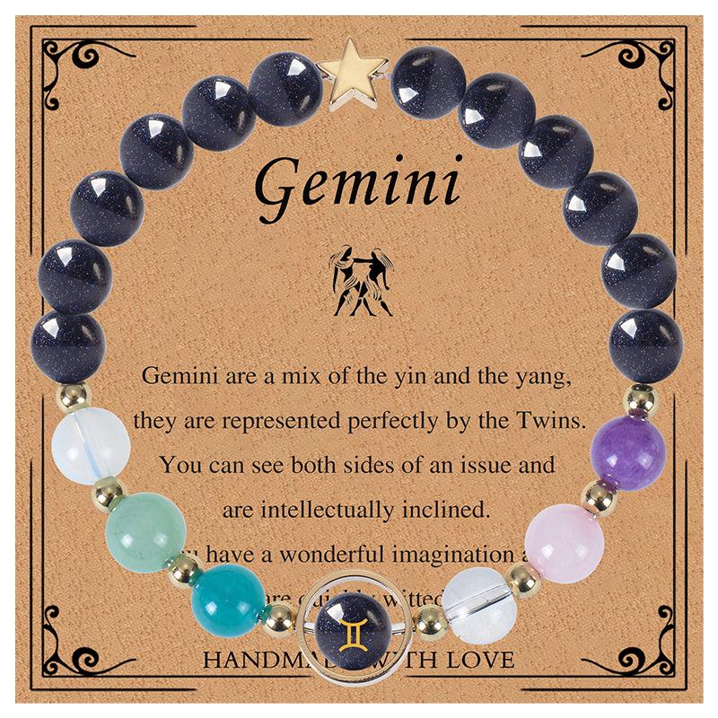 JYL TS Bracelet Calming  Blue Stone Beads Promotes Peace & Emotional Balance Gemini-Gemini