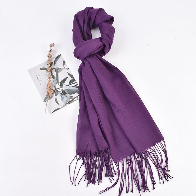 Women 70x200cm Faux Cashmere Solid Fringe Scarf Minimalist Elegant A/C Shawl Soft Breathable Autumn And Winter Warm Scarf