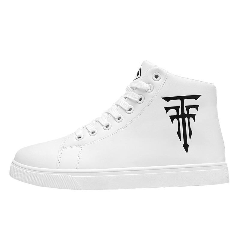 Herbst- und Winter Herrenschuhe in Übergröße High-Top Casual Board Schuhe High-Top Lederoberfläche Rutschfest Atmungsaktiv Mode Weiße Schuhe