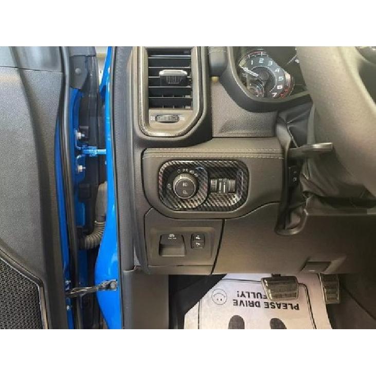 For Dodge Ram 1500 TRX 2022 2023 Carbon Fiber Front Headlight Switch Cover Trim