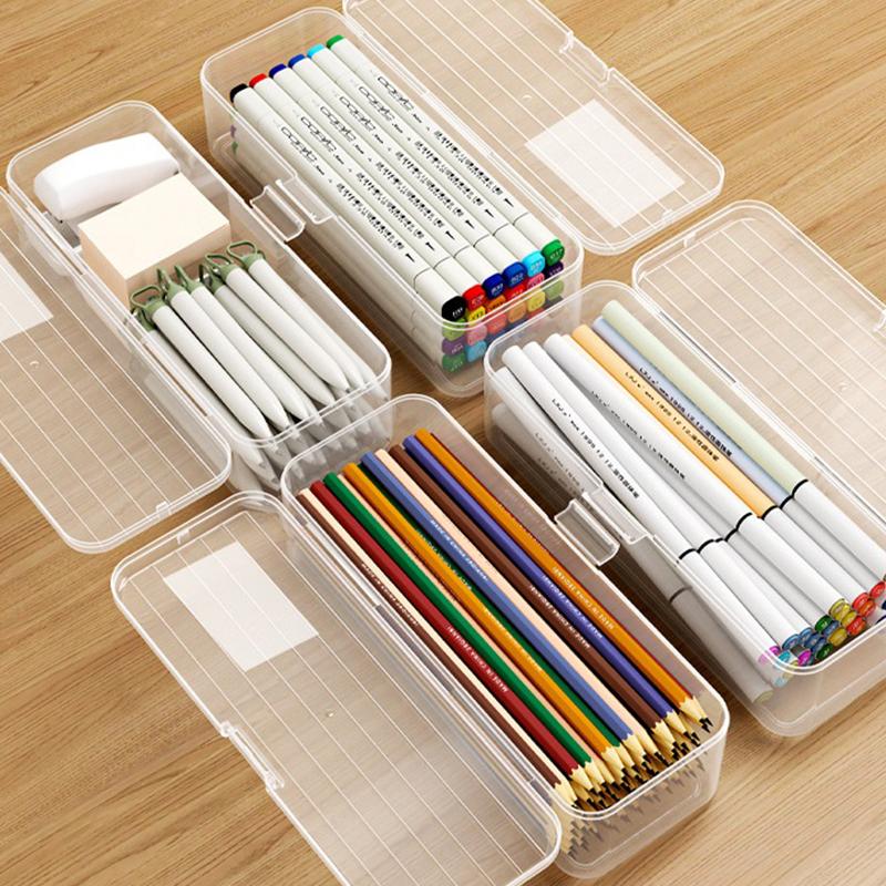 Makeup Brush Organizer Large Capacity Transparent Pencil Case Multi Functional Aesthetic Stationery Storage Box