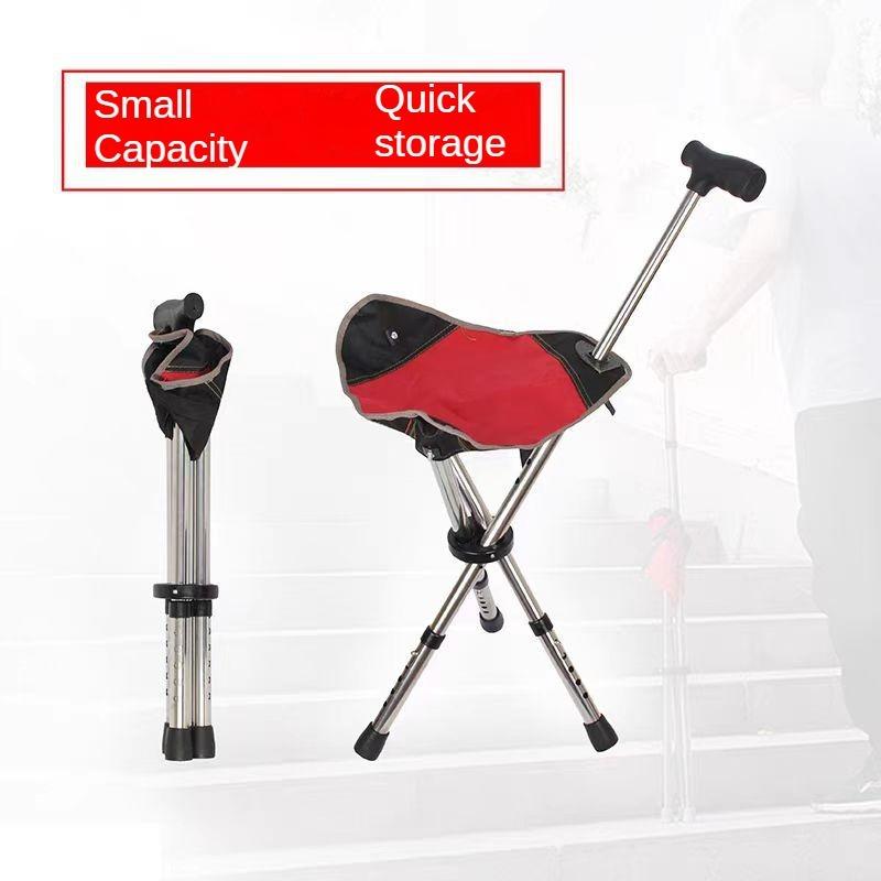 

Уличная складная трость со стулом Многофункциональная нескользящая трость Телескопический стул для пожилых людей Палка для альпинизма с сиденьем