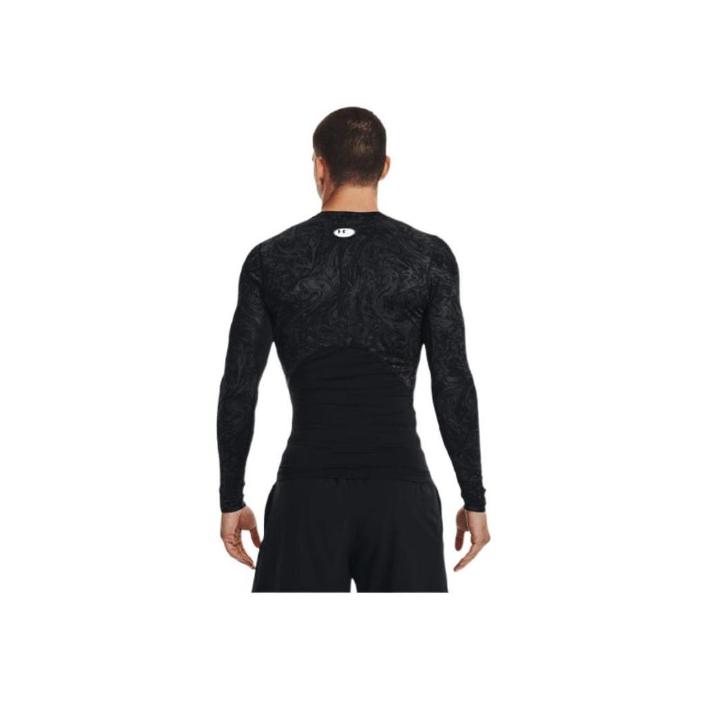 Under Armour Heat Gear Series Logotrykk Rund hals Langermet Treningsskjorte Herre topper Svart 1370325-001