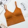 Women's Ribbed V-Neck Cami Top, Seamless U-Back Bralette with Built-in Bra