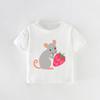 European Style Girls' Summer T-Shirt: Cartoon Print, Round Neck, Short Sleeve for Kids and Toddlers