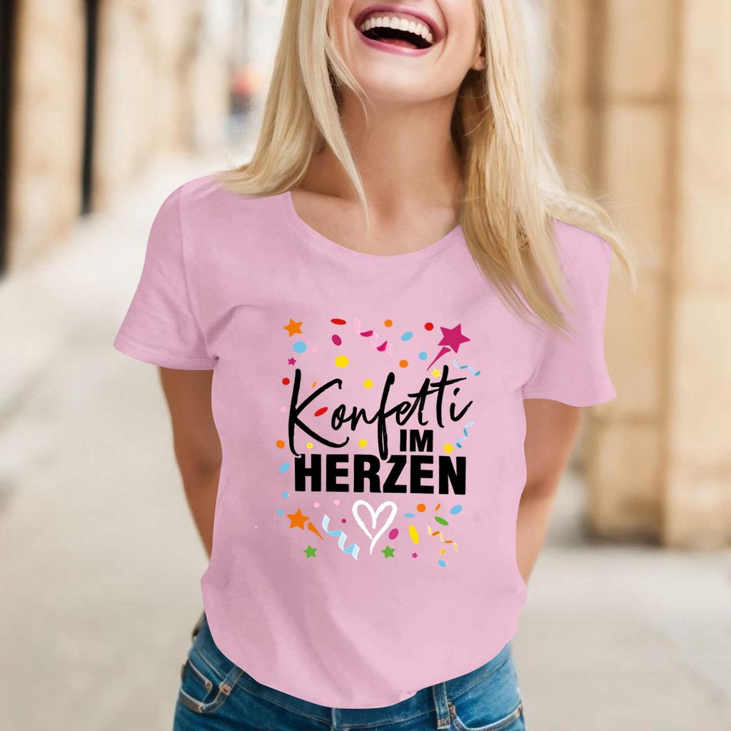 Women's Casual Printed T-Shirt Round Neck Pullover Short Sleeve Top