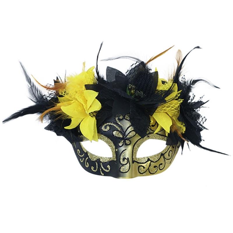 

Feathered Masquerade Mask Halloween Cosplay Mask Half Face Mask for Women Men Halloween Masquerade Halloween золотий