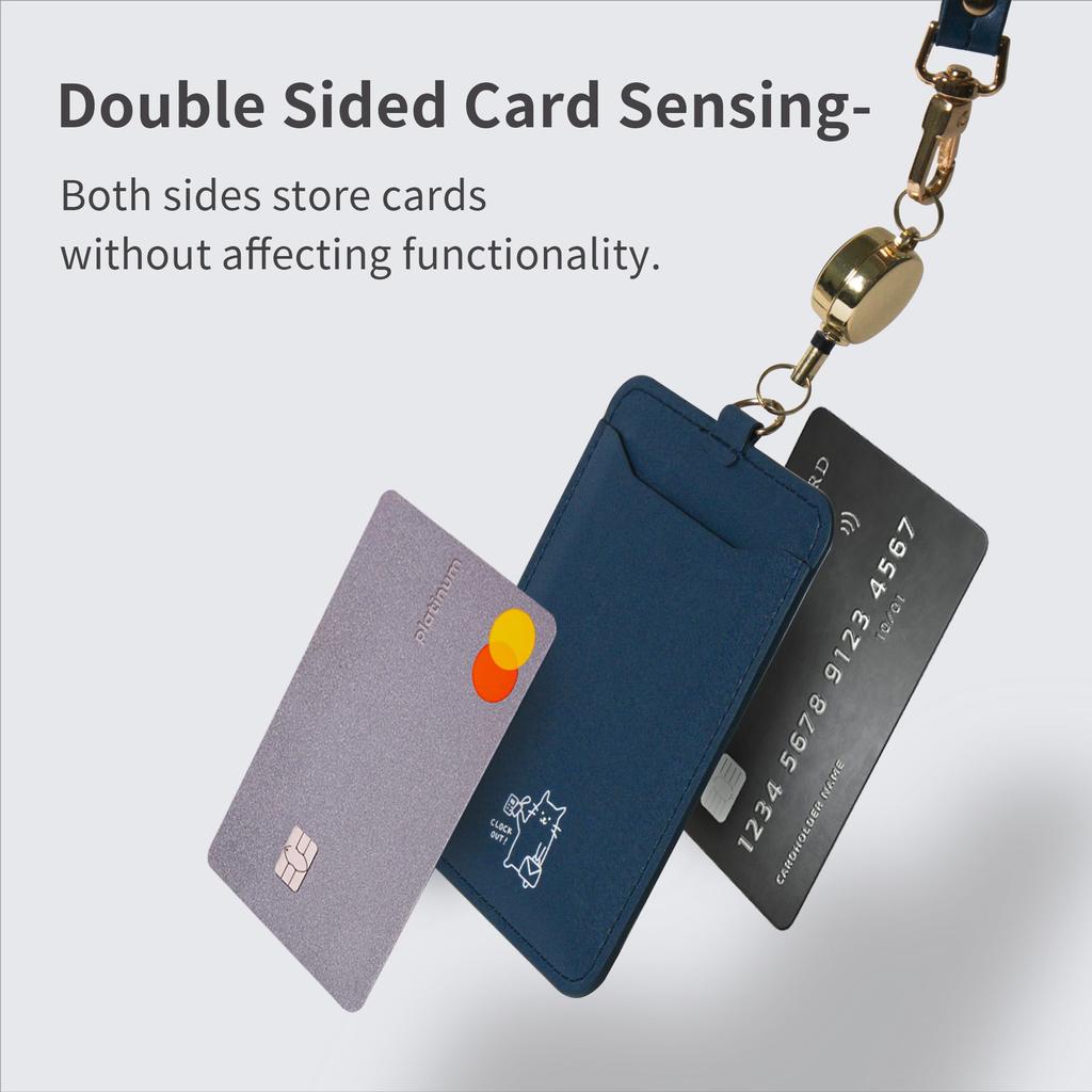 ekax ID Card Name Neck Holds 2 Vertical Retractable Adjustable Employee ID Card Commuter Pass Pass Case Cat Dark Holder, Holder, Strap, Cards, Design,