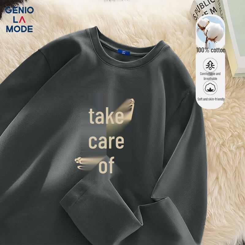 GENIOLAMODE Men s Cotton Loose Fit Long-Sleeve T-Shirt XL