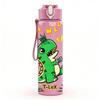 1PC Green Dinosaur Fun Kids Cartoon Print 750ml Color Plastic Sports Water Bottle Leakproof Flip Straw Lid Suitable for Sports Office Home Use