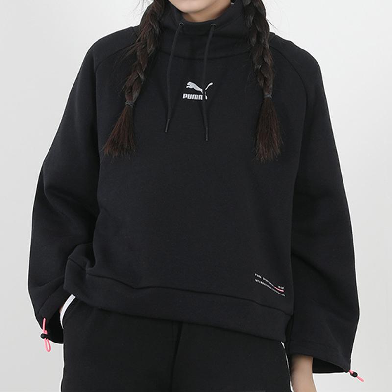 Puma Casual Loose Stand Collar Pullover Sweatshirt Women Tops Black 530299-01