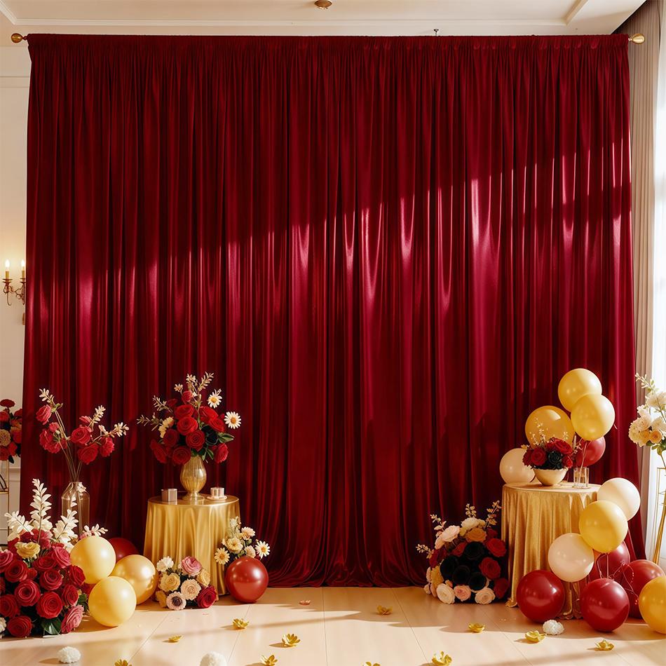 1 Stück Gold Satin Hintergrundvorhang Faltenfrei Glitzernde Vorhänge für Hintergründe, Kulisse für Hochzeit Baby Geburtstage Party