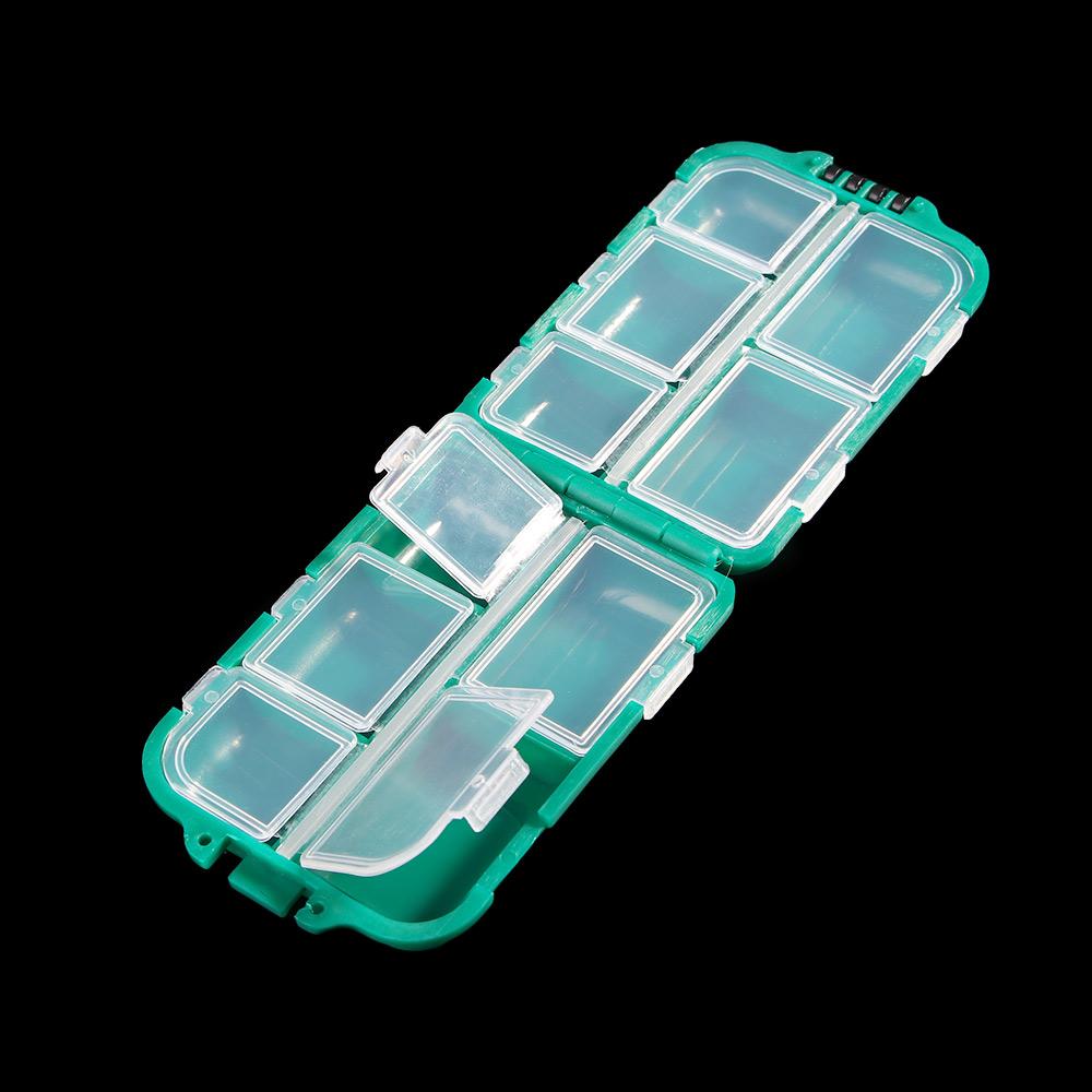 Eco-Friendly Plastic Baits Hook Shrimp Lure Case Fishing Tackle Storage 10 Lattices Tool Box