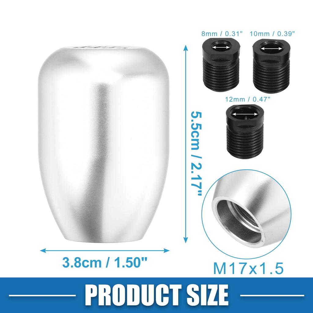 A ABSOPRO 6 Speed Universal Car Gear Shift Knob Stick Shifter Handle Car Shift Knob Silver Tone